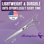 Kenchii Scorpion Dog Grooming Scissors, 9 Inch Straight Shears, Dog Scissors for Grooming, Professional Pet Grooming Scissors, Heavy Duty, Durable and Sharp