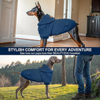 BEAUTYZOO Dog Sweaters for Large Dogs Girls Boys, Warm Winter Dog Hoodie Sweatshirt with Pocket & Leash Hole,Soft Waffle-Like Laminated Cotton Pet Clothes for Big Breeds Indoor Outdoor Cold Weather