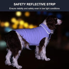 Fleece Dog Coat Winter Pet Jacket Reflective for Cold Weather for Large Medium Small Dogs(Purple,S)
