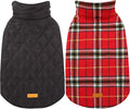 Kuoser Warm Dog Coat, Waterproof Dog Jacket for Extra Large Dogs, Adjustable Durable XL Doggie Winter Coat Reversible Cozy Puppy Cold Weather Apparel from Small to Large Breed, Bright Red XL