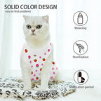 Cat Professional Surgical Recovery Suit,E-Collar Alternative for Cats Dogs,After Surgery Wear, Pajama Suit,Home Indoor Pets Clothing Strawberry S