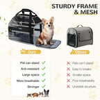 Lekereise Top-Expandable Pet Carrier - TSA Airline Approved Soft Sided Underseat Up to 15lbs Travel Carriers for Small Cats and Dogs with Locking Safety Zippers Anti-Scratch Mesh Large