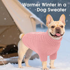 Dog Sweaters for Large Dogs Classic Turtleneck Dog Christmas Sweater Thick Warm Pullover Female Puppy Pet Stretch Knitwear Fall Winter Clothes with Leash Hole(Pink, XL)