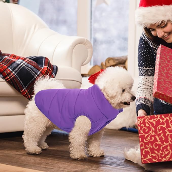 ASENKU Dog Winter Coat - Waterproof Windproof Dog Jacket, Warm Snowproof Doggie Puffer Vest for Cold Weather, Lightweight Snow Coats for Small Medium Large Dogs (Purple, 3XL)
