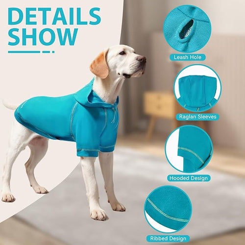 Basic Dog Hoodie Sweatshirts, Pet Clothes Hoodies Sweater with Hat and Leash Hole, Soft Cotton Outfit Coat for Small Medium Large Dogs, Royal Blue (X-Large)