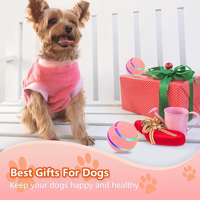 Rollie Pet Electric Dog Toy, Interactive Chew Bouncing Balls for Dogs, Electric Launcher Durable Automatic Rolling Vibrating Dog Balls for Pets, Busy Ball for Small&Large Pets (Pink Remote Control)