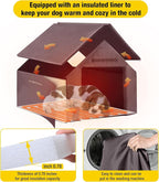 Dog House Outdoor, Insulated Dog Kennel Outside for Large Breed, 50.87" L Weatherproof Large Dog Shelter with Anti-Chewing Iron Frame (Brown-H, 45" D x 32.9" W x 32.6" H)