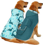HDE Reversible Dog Raincoat Hooded Slicker Poncho Rain Coat Jacket for Small Medium Large Dogs Dinosaurs - 3XL