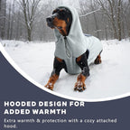 IECOii Dog Fleece Sweater for Medium Dogs, Dog Pullover Sweatshirt with Leash Hole & Reflective Stripes, Stretchable & Cozy Dogs Hoodie Windproof Hooded Sweaters for Fall Winter Walks, Blue, L