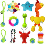 12 Piece Dog Toy Set, Rope Toys, Ball, Plush Toys, Bones and More Squeaky Dog Toys, Indoor/Outdoor Puppy Toys, Training