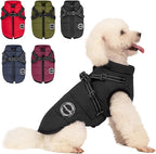 Warm Winter Coat, Waterproof Windproof Jacket, Reflective Adjustable Black Pet Vest with Harness, Thick Polar Fleece Lining Cozy Apparel for Small Medium Dogs & Cats