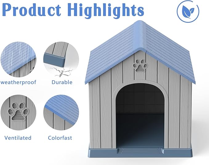 EasyUp Dog House Outdoor Indoor,Dog Kennel Weatherproof Resin Shelter with Air Vents and Elevated Floor for Small Medium Large Dogs,Easy Clean and Assemble(38.62 * 36.26 * 38.07in,Coffee)