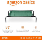 Amazon Basics Cooling Breathable Elevated Dog Bed with Metal Frame for Small Dogs, 36 x 22 x 7.5 Inch, Green