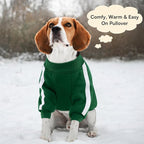 Queenmore XXXL Christmas Dog Sweater, Cozy Fleece Dog Sweatshirt, Warm Winter Fleece Jacket for Small, Medium & Large Dogs with Leash Hole/Reflective Stripes Green