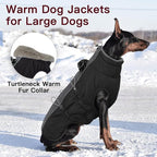 Dog Coat - XS, Warm Zip Up Snowsuit Dog Harness Vest, Reflective, Water-Resistant, Black