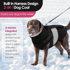 AOFITEE Dog Coat, Large Dog Jacket, Dogs Coat with Harness Built in, Reflective Waterproof Dogs Jackets Winter with Furry Collar, Warm Polar Fleece Pet Sweater Snowsuit for Doberman, Great Dane XXXL