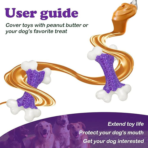 6-Pack Tough Dog Chew Toys for Aggressive Chewers Large Medium Breed Bacon Flavor, Bone Toy Dog, Nylon Heavy Duty Extreme Indestructible Teething Training