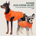 Kuoser Dog Coat Warm Dog Puffer Jacket, Windproof Dogs Padded Vest Lightweight Cold Weather Coats Pet Snowsuit Soft Puppy Winter Clothes for Medium Large Dogs, Button Design, Easy On/Off, Orange L