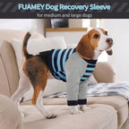 FUAMEY Dog Recovery Sleeve with Elbow Protector,Dogs Shirt Stop Licking Joints,Pet Long Sleeve Suit Protecting Dog's Front Leg Arm Wounds Cover Skin Conditions Blue Stripe M