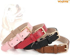 WHIPPY Airtag Leather Dog Collar GPS Tracker Air Tag Puppy Collar Adjustable Soft Leather Padded Dog Collar with Airtag Holder Case for Small Medium Large Dog Pet Backpack,Pink,L