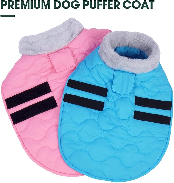 Kuoser Dog Jackets for Small Dogs, Warm Dog Coat with Leash Hole, Winter Jacket Pet Clothes for Cold Weather, Waterproof Doggie Winter Vest for Pug Dachshund, Pink S