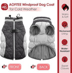AOFITEE Dog Coat, Warm Dog Winter Coat, Reflective Cold Weather Dogs Puffer Jacket with Harness Built in, Waterproof Pet Fleece Vest Snowsuit for Small Medium Large Dogs, Grey L