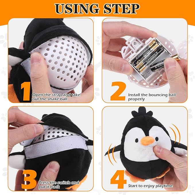 EXPAWLORER Interactive Dog Toys- Automatic Moving Doggie Toy Ball, Puppy Squeaky Toys to Keep Them Busy for Boredom, Jumping Enrichment Pet Toys for Small Medium Dogs, Penguin