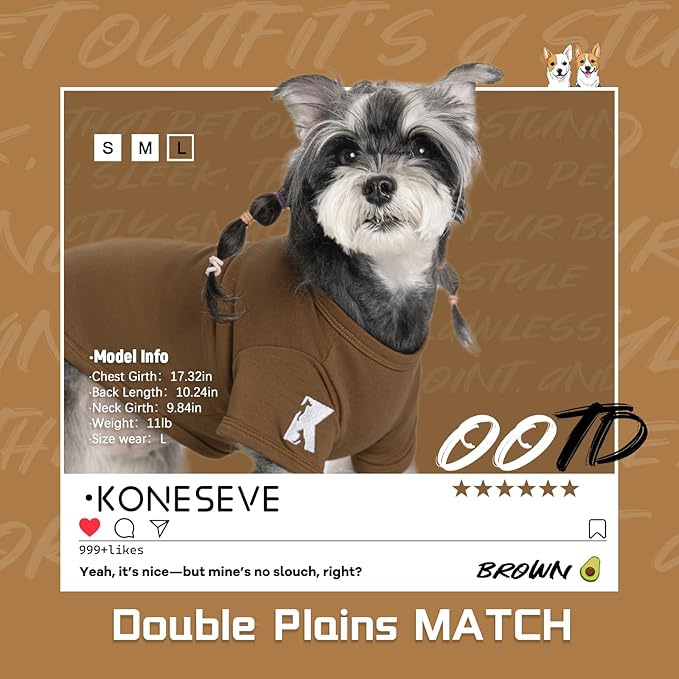 Koneseve Dog Shirts 2 Pack Soft Comfortable Clothes for Medium Large Dogs Brown & Avocado Green 4XL