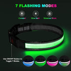 Multi-Color Light up Dog Collar, YFbrite USB Rechargeable LED Puppy Collar Super Bright Adjustable Glowing Dog Lights for Night Walking (Multi-Color, Large)