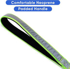 Pawtitas 6 FT Padded Dog Leash with Comfortable Neoprene Padding Handle - Green Lead | Small Reflective Dog Leash with Highly Reflective Band Perfect for Extra Small and Small Dogs and Puppies.