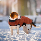 IDOMIK Dog Winter Coat, Warm Waterproof Dog Puffer Jacket with Harness Hole, Adjustable Reflective Snow Jacket Vest with Turtleneck, Pet Cold Weather Coats for Large Dogs,Caramel,2XL