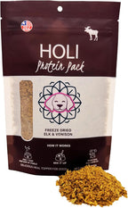 HOLI Freeze Dried Elk and Venison Dog Food Topper - 96% Meat, Wild Caught Free Range - Freeze Dried Dog Food Flavor Enhancer for Picky Dogs – 100% All Natural - 3oz