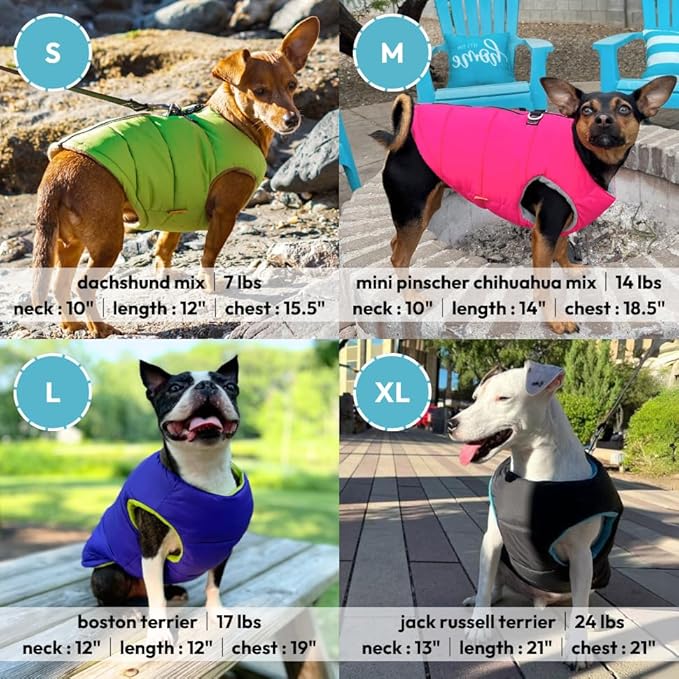 Gooby Padded Vest Dog Jacket - Solid Black, Medium - Warm Zip Up Vest Fleece Jacket with Dual D Ring Leash Water Resistant for Small to Medium Dogs