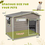 PetsCosset 40.2" L Large Dog House Outdoor & Indoor,Fir Wood Dog Kennel with Weatherproof Openable Asphalt Roof,Spacious Doghouse with Anti-Chewing Metal Edges for Small & Medium & Large Dogs,Grey