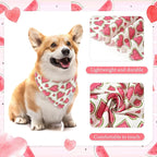 E-Clover Pink Watermelon Dog Bandanas & Matching Scrunchie Set Cute Heart Dog Scarf Bibs Pet Bandana with Bow Tie for Medium Large Dogs Owner Mom Spring Summer