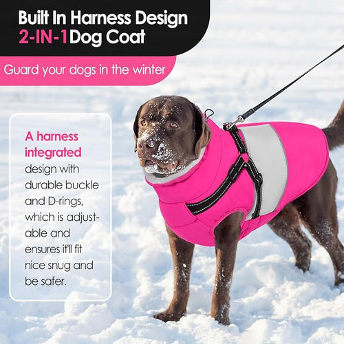 AOFITEE Dog Coat, Warm Dog Jacket with Harness Built in, Waterproof Coats for Small Dogs, Dogs Winter Coat Puffer Jacket with Zipper & Fleece Collar, Pet Snowsuit Sweater for Chihuahua Yorkshire, XS