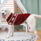 Warm Winter Pink Dog Sweater - Cold Weather Pet Clothes for Small Medium Large Dogs Indoor Outdoor, Soft Classic Knit Puppy Apparel Coat, Dark Red, ML