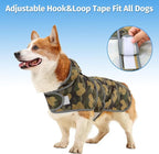 Dog Raincoat for Medium Dogs Waterproof Hooded Rain Jacket with Reflective Strips Leash Hole & Poncho Adjustable Fit (CamoDuck,L)