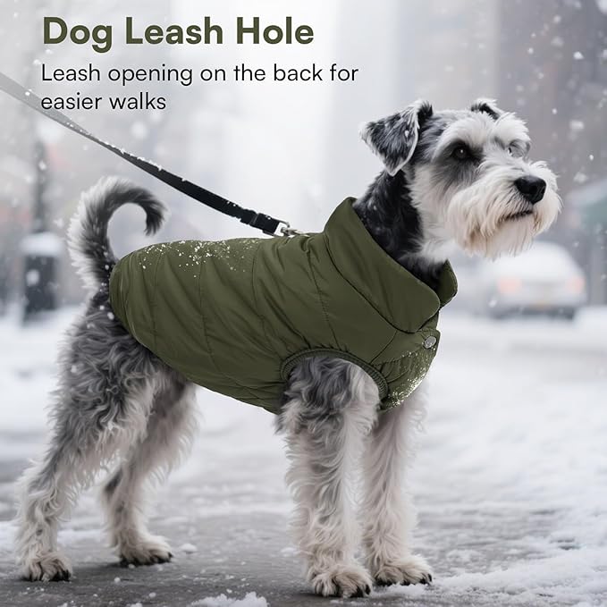 ASENKU Windproof Dog Winter Coat Waterproof Fleece Jacket Cold Weather Pet Apparel for Small Medium Large Dogs (ArmyGreen, 3XL)