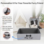 Large Dog Toy Basket Collapsible Dog Toy Box Fabric Trapezoid Dog Toy Bin Storage for organizing pet Toys/Blankets/leashes/Rope Toys/Clothing-Can be Personalized-Slub Gray