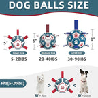 QDAN Dog Toys Soccer Ball with Straps, Outdoor Toys for Tug of War, Puppy Birthday Gifts, Dog Water Toy, Durable Balls for Small Dogs - Blue Red（5 Inch）
