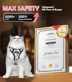 Halypet Cat Harness and Leash Set[MAX Safety 4th-Gen] Cute Escape Proof Vest Harness for Girl&Boy Cat Walking, Comfortable Adjustable Leash and Reflective Strips for Outdoor Kitten, XS Inky Meowy