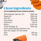 Pet Honesty Omega Skin Health Chews for Dogs, Alaskan Salmon Oil, Omega-3 Fish Oil, Krill, Spirulina, Omega-3s, Healthy Skin & Coat, Itchy Skin, Dog Allergies, May Reduce Shedding (90 Count)