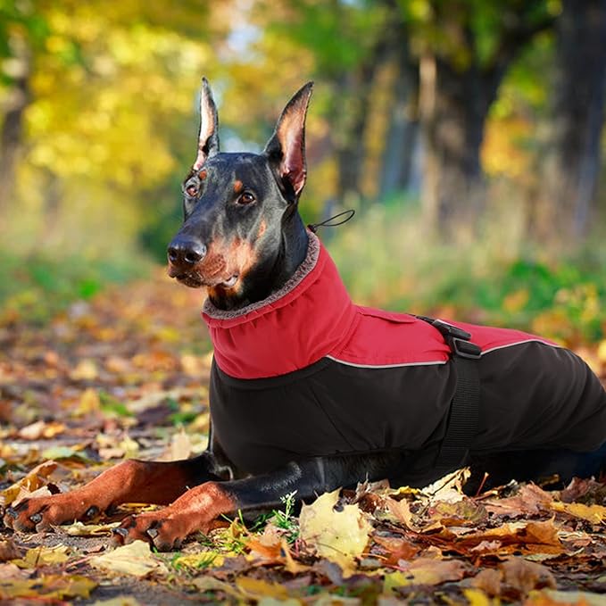 IDOMIK Dog Winter Coat, Reflective Waterproof Dog Jacket for Cold Weather, Warm Pet Coats for Small Medium Large Dogs, High Collar Doggy Fleece Snow Jacket, Winter Vest with Adjustable Buckle,XXL