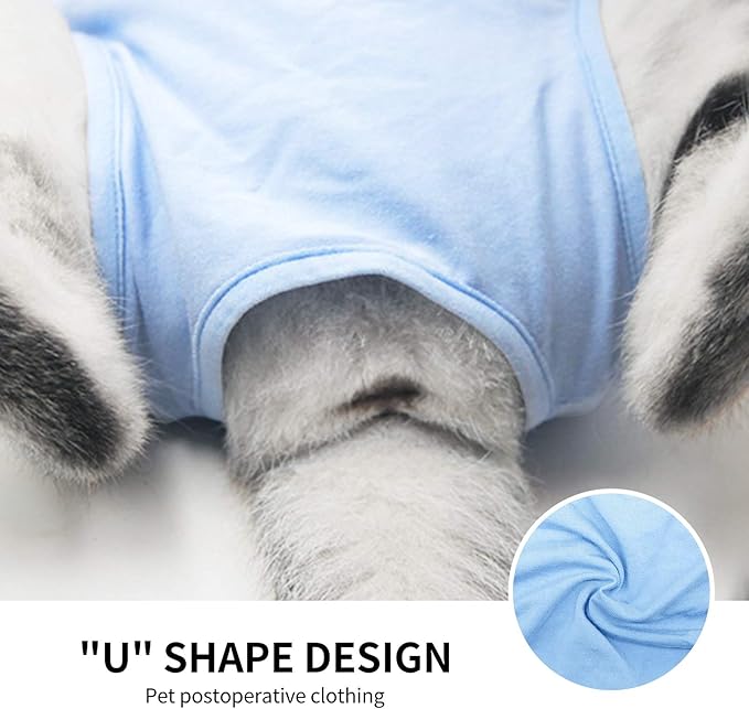Kitten Onesies,Cat Recovery Suit for Abdominal Wounds or Skin Diseases,After Surgery Wear Anti Licking Wounds,Breathable E-Collar Alternative for Cat Blue M