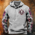 HOTYD Mens Western Aztec Sweatshirts Long Sleeve Fall Fashion Drawstring Pullover Vintage Graphic Cowboy Hoodie for Men