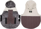Detachable Hooded Dog Coat with Harness for Small Dogs,Super Warm Fleece Puppy Jacket for Cold Winter Doggie Coats,Brown M