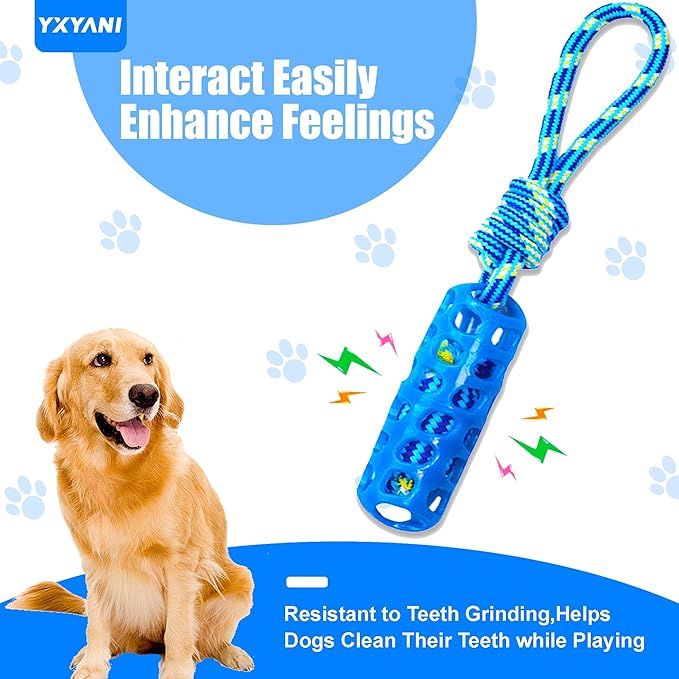 Dog Dental Chew Toy – Durable Rubber Stick with Rope for Large Dogs, Teeth Cleaning and Gum Massage, Interactive Tug and Fetch Toy for Aggressive Chewers (Teeth Cleaning Stick)