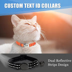 Personalized Engraved Cat Collar|Breakaway Safety Round Buckle|Reflective Adjustable Collar with ID Name Tag & Bell for Kittens & Puppies Cats,Red (7.5'' - 12'')