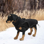 Geyecete Winter Warm Coat Waterproof Dog Winter Jacket with Harness Traction Belt,Pet Outdoor Jacket Dog Autumn and Winter Clothes for Medium, Small Dog-Black-S
